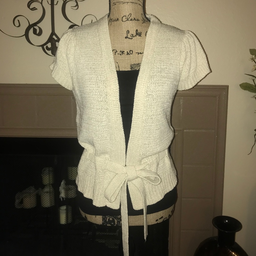 Willi Smith | Short Sleeve Sweater Cream Cardigan